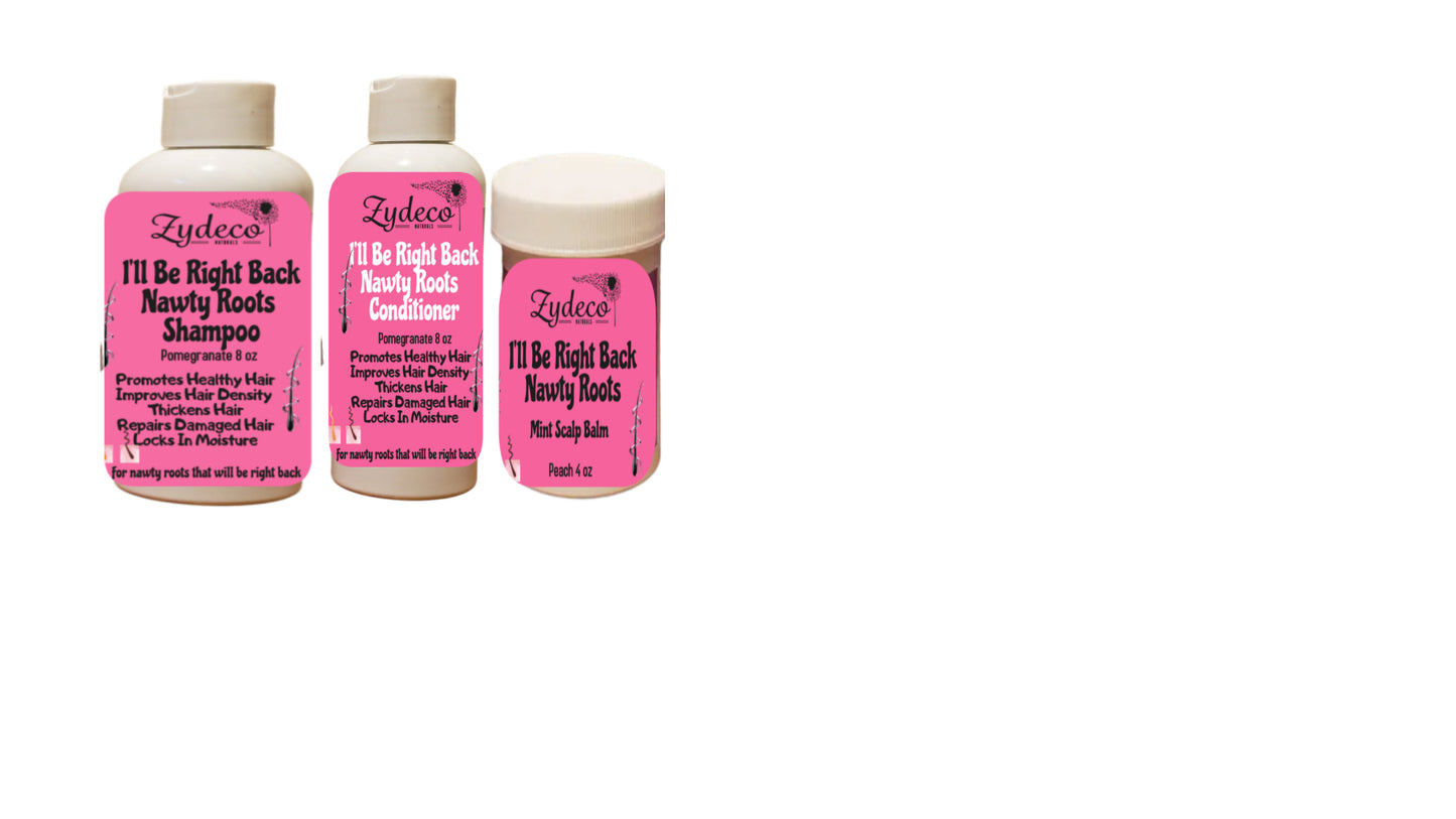 I'll Be Right Back Nawty Rootz Hair Journey Combo(shampoo 8 oz/conditioner 8 oz/hair balm 4 oz)